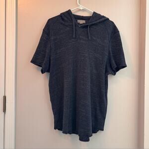 Charles and a half short sleeve hoodie Men's XL stretchy blue